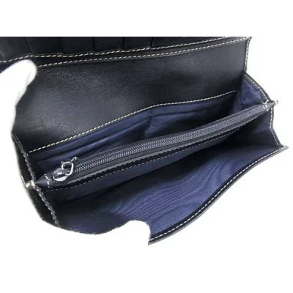 GUCCI GG Supreme Long Wallet Brown Navy Blue Leather Bi fold - Picture 4 of 6